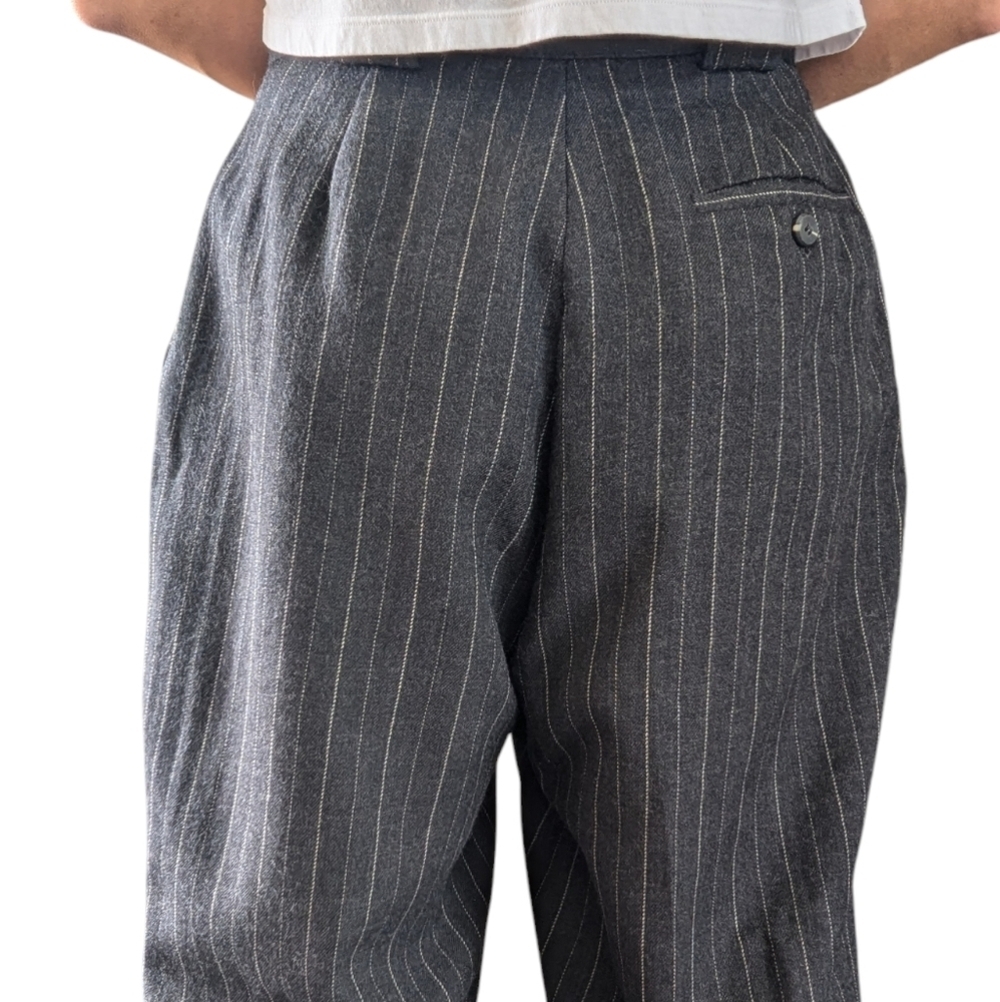 Vintage 80s 90s Valerie Stevens 100% Wool Pinstripe Pleated Pants Sz 6 - Picture 4 of 13